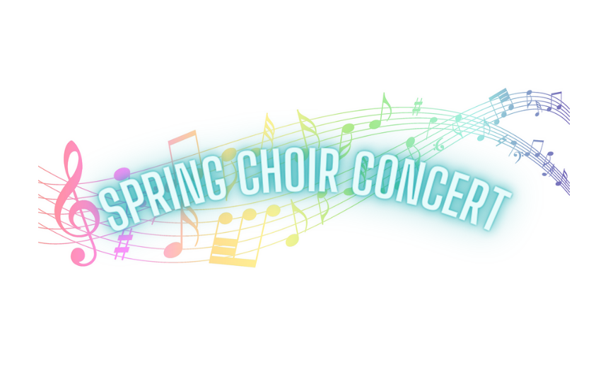 Colorful Music Note with Spring Choir Concert Spelled out