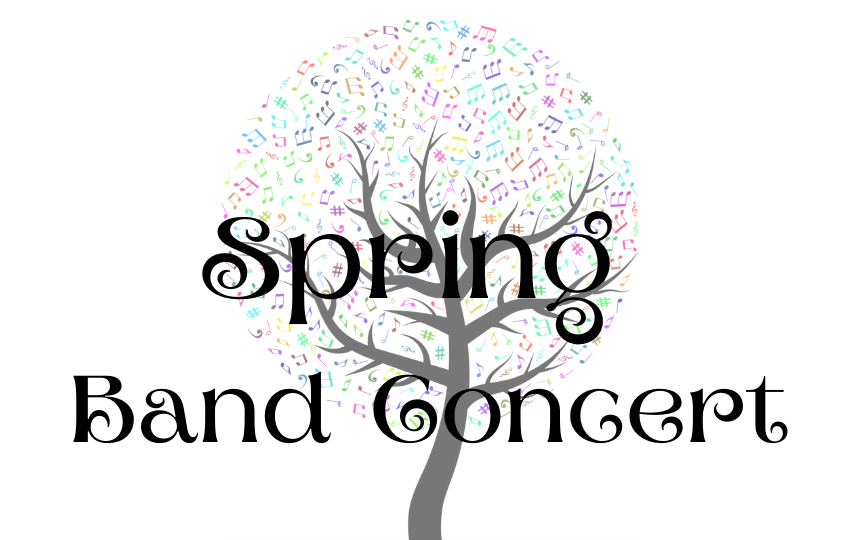 Spring Band Concert with tree and colorful music notes for the leaves 
