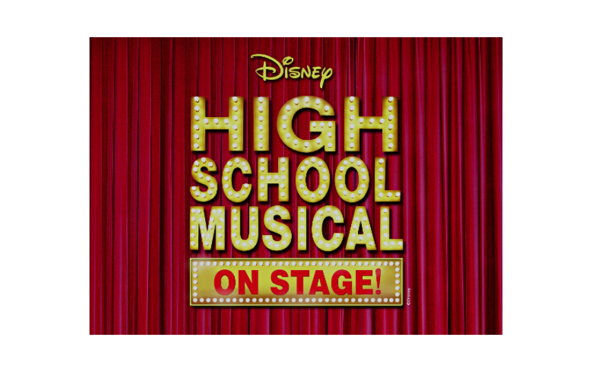 Red Curtain in the Background with Disney High School Musical On Stage