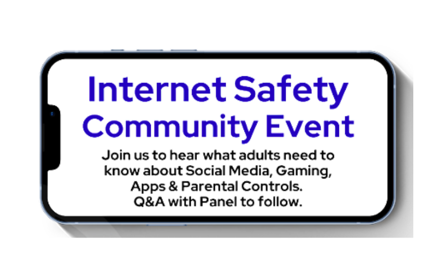 Internet Safety Community Event displayed on cellphone screen