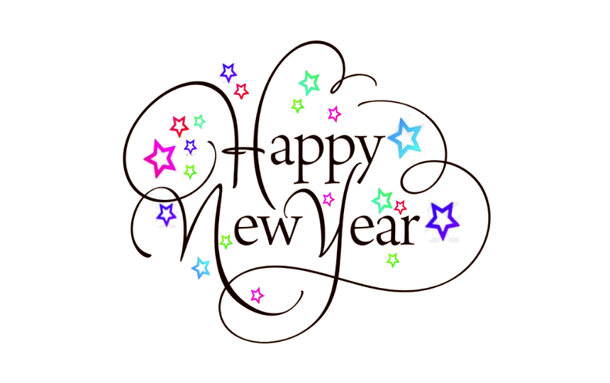 Happy New Year with Colored Stars