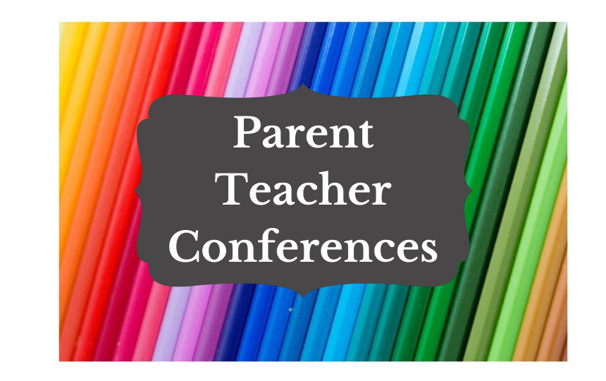 Parent Teacher Conferences with colored lines in the background
